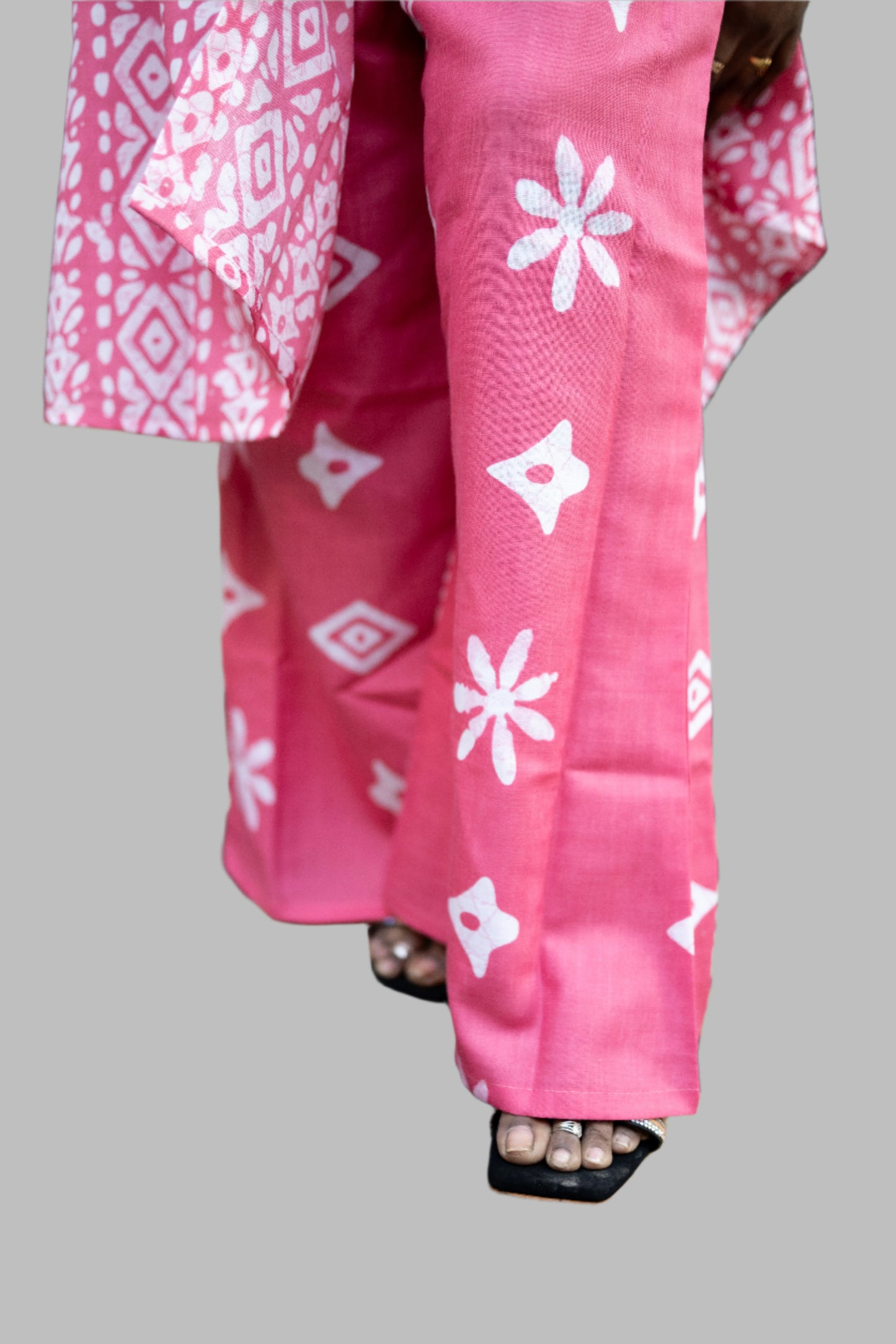 pink color cotton Aline plazzo pant set