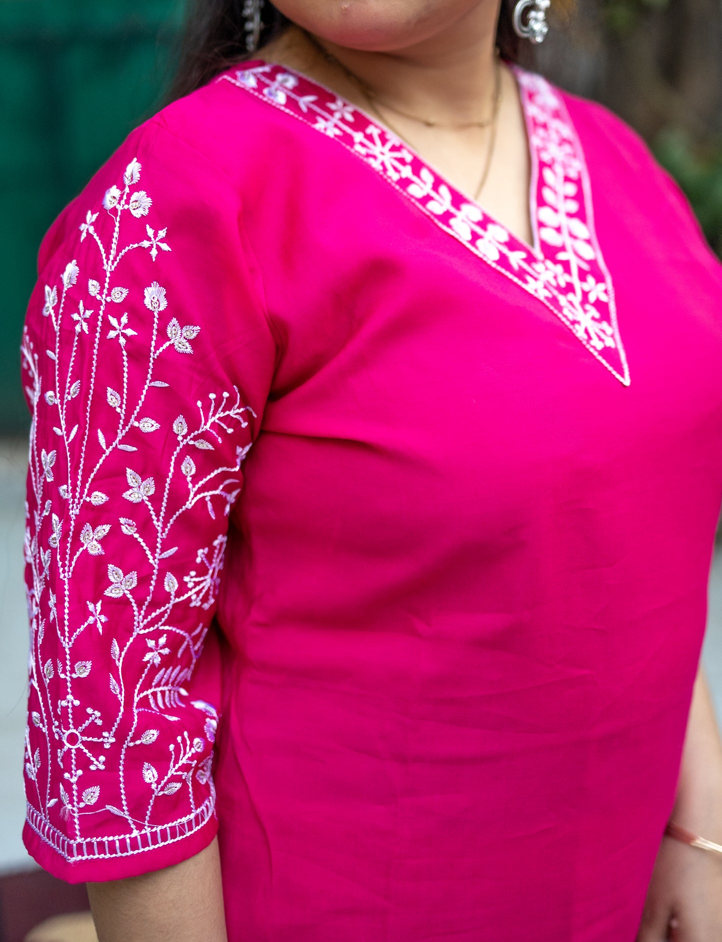 Pink Embrioded silk kurti for everyday wear