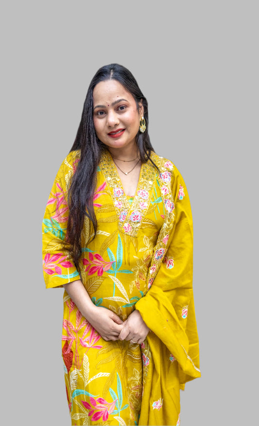 karishma Masleen yellow kurta set for office and festive