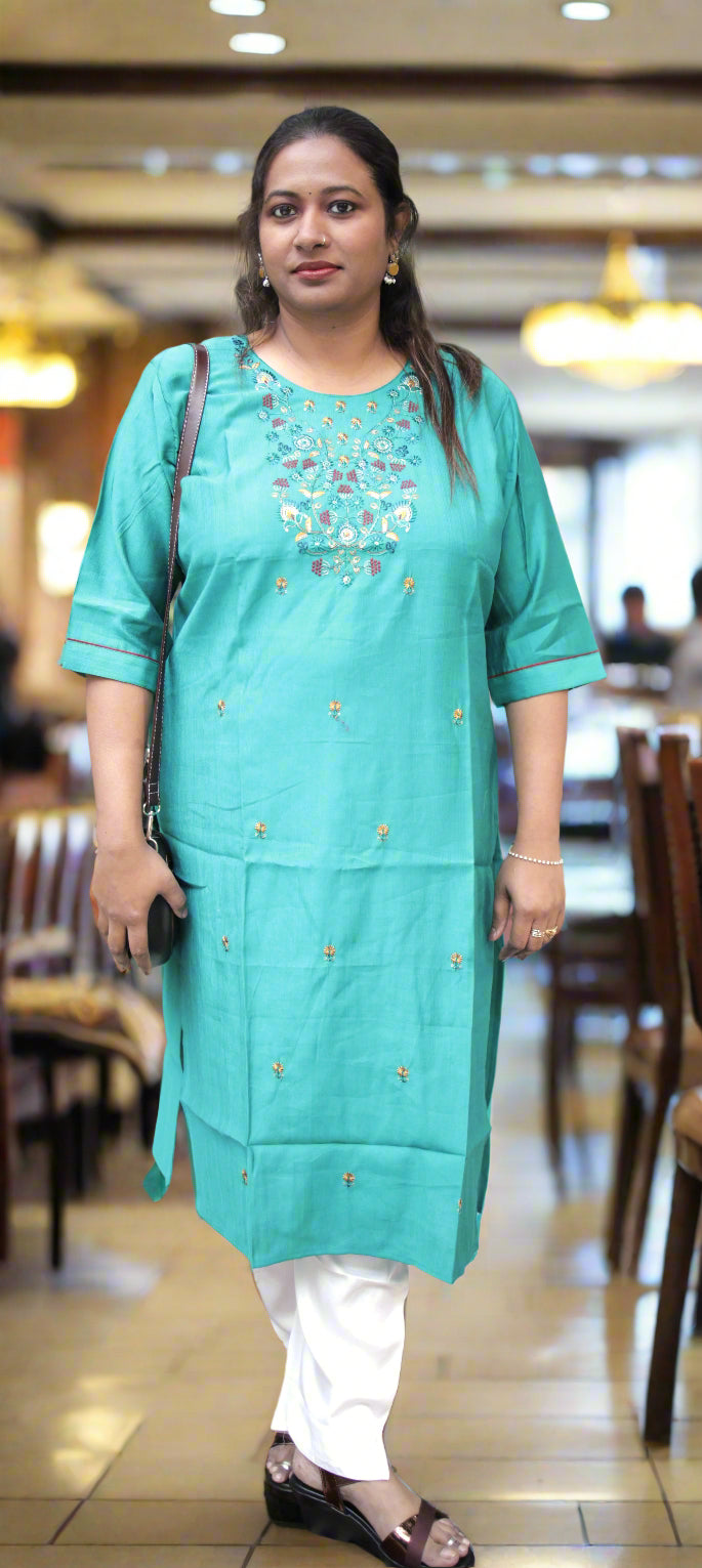 Mia Green cotton kurti for daily office wear