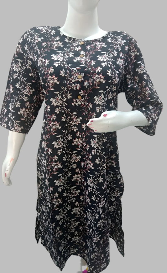 COTTON BLACK PRINTED KURTI