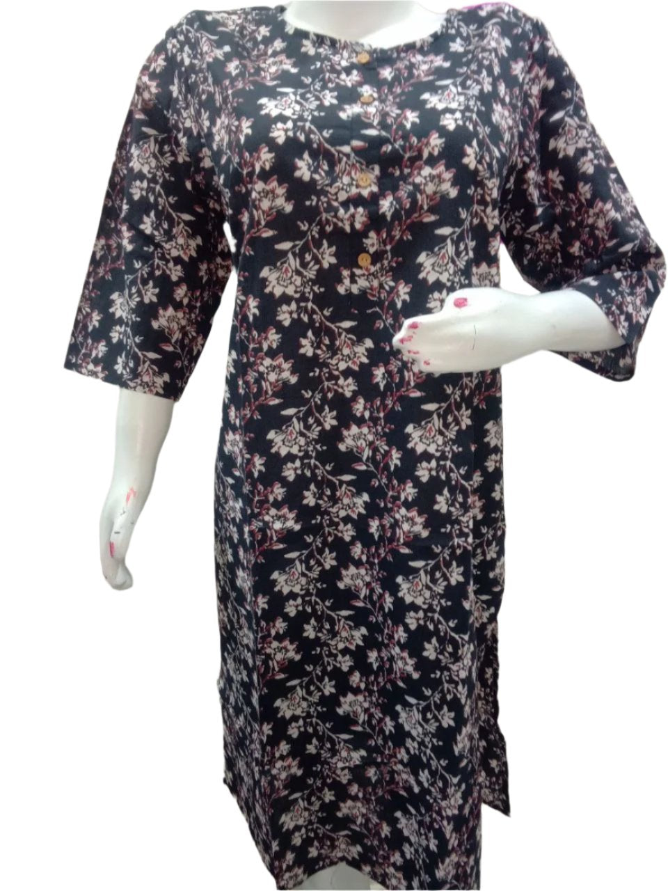 COTTON BLACK PRINTED KURTI